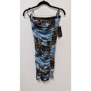 Sean John Blue/Black Abstract Graphic Cocktail Dress